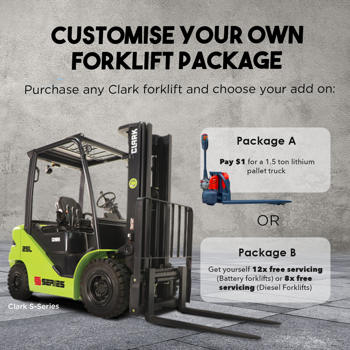ADD ON BUNDLE PROMOTION WITH ANY CLARK FORKLIFT PURCHASED!